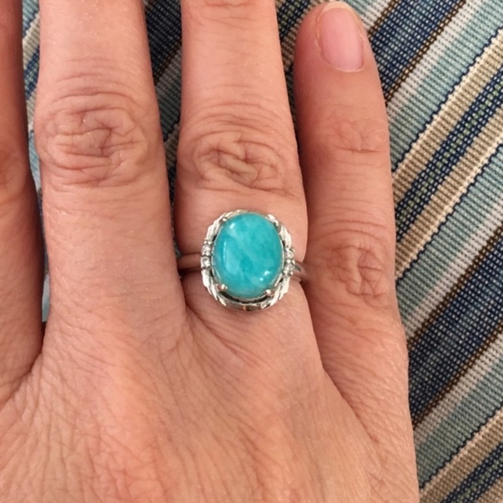 Gem Amazonite Sterling Silver Ring - image 1
